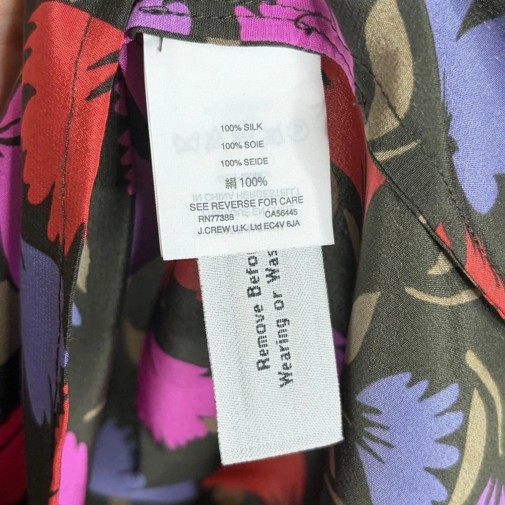 J Crew Silk Floral Sleeveless Top Womens 2 Artsy Colorful Career Work Ruffled
